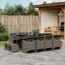 vidaXL 13 részes szürke polyrattan kerti ülőgarnitúra párnákkal kerti bútor
