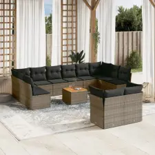 vidaXL 13 részes szürke polyrattan kerti ülőgarnitúra párnákkal kerti bútor