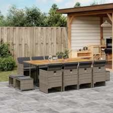 vidaXL 13 részes szürke polyrattan kerti ülőgarnitúra párnákkal kerti bútor