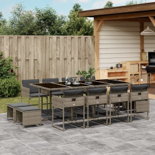 vidaXL 13 részes szürke polyrattan kerti ülőgarnitúra párnákkal kerti bútor