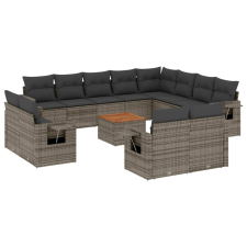 vidaXL 13 részes szürke polyrattan kerti ülőgarnitúra párnákkal (3224835) kerti bútor