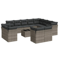 vidaXL 13 részes szürke polyrattan kerti ülőgarnitúra párnákkal (3250379) kerti bútor