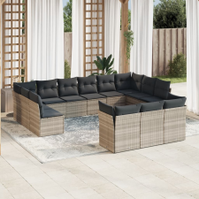 vidaXL 13 részes világosszürke polyrattan kerti ülőgarnitúra párnákkal kerti bútor