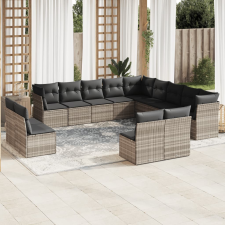 vidaXL 13 részes világosszürke polyrattan kerti ülőgarnitúra párnákkal kerti bútor