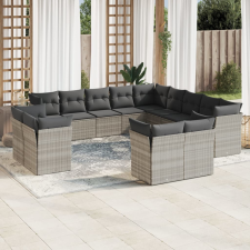 vidaXL 13 részes világosszürke polyrattan kerti ülőgarnitúra párnákkal kerti bútor