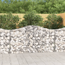 vidaXL 14 db íves horganyzott vas gabion kosár 200x30x100/120 cm kerti dekoráció