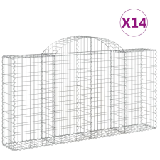 vidaXL 14 db íves horganyzott vas gabion kosár 200x30x100/120 cm (3146122) kerti tárolás