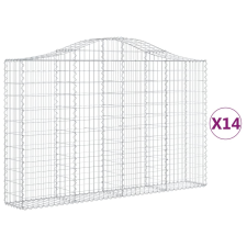 vidaXL 14 db íves horganyzott vas gabion kosár 200x30x120/140 cm (3145463) kerti tárolás
