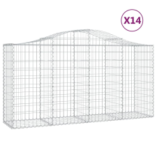 vidaXL 14 db íves horganyzott vas gabion kosár 200x50x100/120 cm (3145652) kerti tárolás