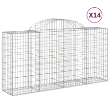 vidaXL 14 db íves horganyzott vas gabion kosár 200x50x100/120 cm (3146332) kerti tárolás
