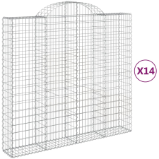 vidaXL 14 db íves horganyzott vas gabion kosár 200x50x180/200 cm (3146416) kerti tárolás