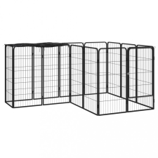 vidaXL 14-paneles fekete porszórt acél kutyakennel 50 x 100 cm szállítóbox, fekhely kutyáknak