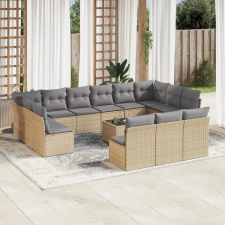 vidaXL 14 részes bézs polyrattan kerti ülőgarnitúra párnával kerti bútor