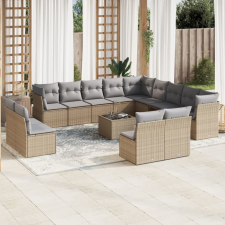 vidaXL 14 részes bézs polyrattan kerti ülőgarnitúra párnával kerti bútor
