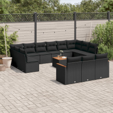 vidaXL 14 részes fekete polyrattan kerti ülőgarnitúra párnákkal kerti bútor