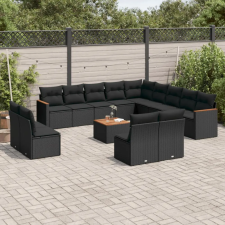 vidaXL 14 részes fekete polyrattan kerti ülőgarnitúra párnákkal kerti bútor
