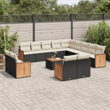 vidaXL 14 részes fekete polyrattan kerti ülőgarnitúra párnákkal kerti bútor