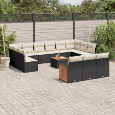 vidaXL 14 részes fekete polyrattan kerti ülőgarnitúra párnákkal kerti bútor