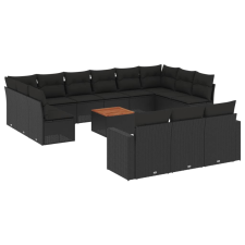 vidaXL 14 részes fekete polyrattan kerti ülőgarnitúra párnákkal (3224361) kerti bútor