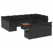 vidaXL 14 részes fekete polyrattan kerti ülőgarnitúra párnákkal (3256230) kerti bútor