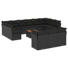 vidaXL 14 részes fekete polyrattan kerti ülőgarnitúra párnákkal (3256251) kerti bútor
