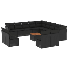 vidaXL 14 részes fekete polyrattan kerti ülőgarnitúra párnákkal (3256265) kerti bútor
