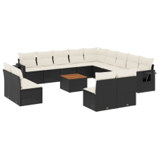 vidaXL 14 részes fekete polyrattan kerti ülőgarnitúra párnákkal (3257148) kerti bútor