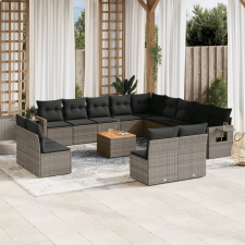 vidaXL 14 részes szürke polyrattan kerti ülőgarnitúra párnákkal kerti bútor