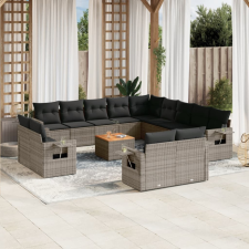 vidaXL 14 részes szürke polyrattan kerti ülőgarnitúra párnákkal kerti bútor