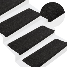 vidaXL 15 db antracitszürke öntapadó lépcsőszőnyeg 65 x 28 cm lakástextília