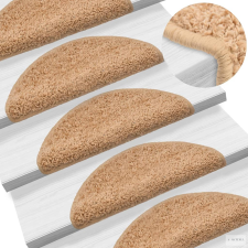 vidaXL 15 db bézs lépcsőszőnyeg 56 x 17 x 3 cm lakástextília