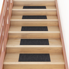 vidaXL 15 db fekete négyszögletes öntapadó lépcsőszőnyeg 60 x 25 cm lakástextília