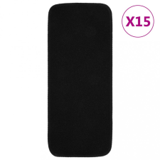 vidaXL 15 db fekete négyszögű csúszásmentes lépcsőszőnyeg 60 x 25 cm lakástextília