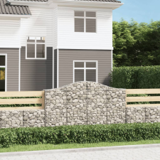 vidaXL 15 db íves horganyzott vas gabion kosár 200x30x120/140 cm kerti tárolás