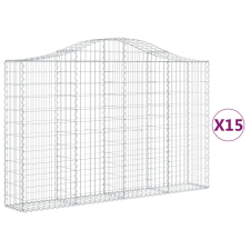 vidaXL 15 db íves horganyzott vas gabion kosár 200x30x120/140 cm (3145464) kerti tárolás