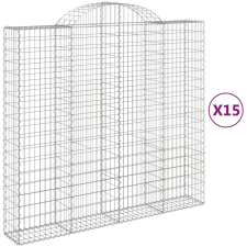 vidaXL 15 db íves horganyzott vas gabion kosár 200x50x180/200 cm (3146417) kerti tárolás
