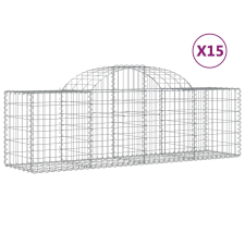 vidaXL 15 db íves horganyzott vas gabion kosár 200x50x60/80 cm (3146291) kerti tárolás