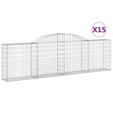 vidaXL 15 db íves horganyzott vas gabion kosár 300x30x80/100 cm (3146515) kerti tárolás