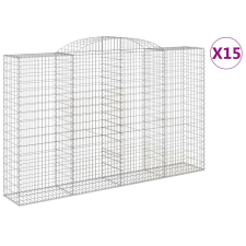 vidaXL 15 db íves horganyzott vas gabion kosár 300x50x180/200 cm (3146785) kerti tárolás