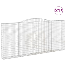 vidaXL 15 db íves horganyzott vas gabion kosár 400x30x180/200 cm kerti tárolás