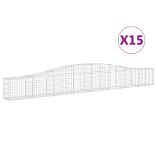 vidaXL 15 db íves horganyzott vas gabion kosár 400x30x40/60 cm (3145796) kerti tárolás