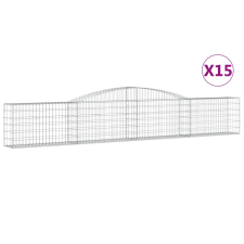 vidaXL 15 db íves horganyzott vas gabion kosár 400x30x60/80 cm (3146849) kerti tárolás