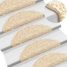vidaXL 15 db krémszínű lépcsőszőnyeg 56 x 17 x 3 cm lakástextília