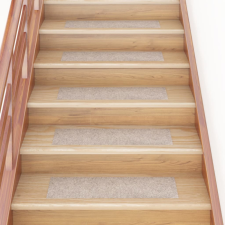vidaXL 15 db krémszínű négyszögletes öntapadó lépcsőszőnyeg 76 x 20 cm lakástextília