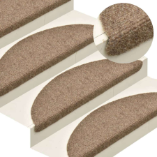 vidaXL 15 db krémszínű tűlyukasztott öntapadó lépcsőszőnyeg 65x21x4 cm lakástextília