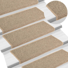 vidaXL 15 db sötét bézs színű öntapadó lépcsőszőnyeg 65 x 25 cm lakástextília