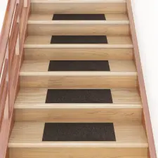 vidaXL 15 db sötétbarna négyszögletes öntapadó lépcsőszőnyeg 60x25 cm lakástextília