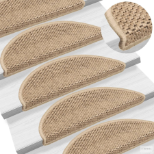 vidaXL 15 db szizál hatású homokszínű öntapadó lépcsőszőnyeg 56x17x3cm lakástextília