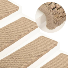 vidaXL 15 db szizál hatású homokszínű öntapadó lépcsőszőnyeg 65x21x4cm lakástextília