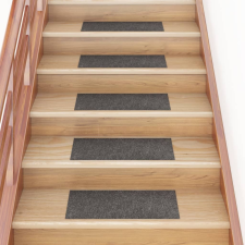 vidaXL 15 db szürkésbarna négyszögletes öntapadó lépcsőszőnyeg 60x25cm lakástextília